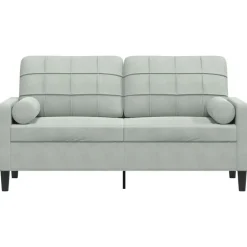 vidaXL 2-personers sofa med pyntepuder 140 cm velour lysegrå