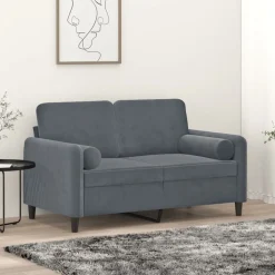 vidaXL 2-personers sofa med pyntepuder 120 cm velour mørkegrå