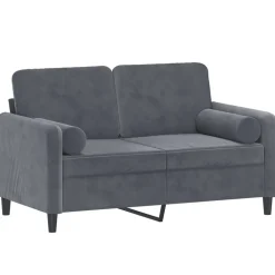 vidaXL 2-personers sofa med pyntepuder 120 cm velour mørkegrå