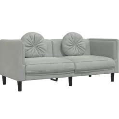 vidaXL 2-personers sofa med hynder velour lysegrå