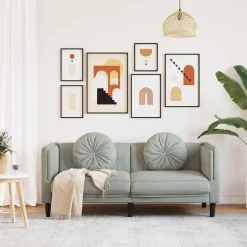 vidaXL 2-personers sofa med hynder velour lysegrå