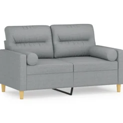 vidaXL 2-personers sofa med pyntepuder 120 cm stof lysegrå