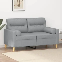 vidaXL 2-personers sofa med pyntepuder 120 cm stof lysegrå