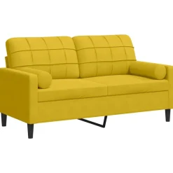 vidaXL 2-personers sofa med pyntepuder 140 cm velour gul