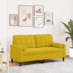 vidaXL 2-personers sofa med pyntepuder 140 cm velour gul
