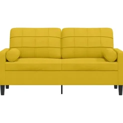 vidaXL 2-personers sofa med pyntepuder 140 cm velour gul