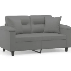 vidaXL 2-personers sofa med puder 120 cm mikrofiberstof mørkegrå