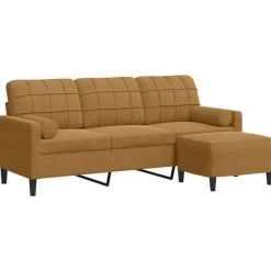 vidaXL 3-personers sofa med fodskammel 180 cm velour brun