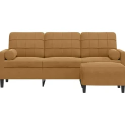 vidaXL 3-personers sofa med fodskammel 180 cm velour brun