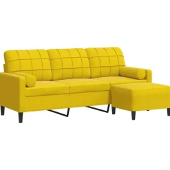 vidaXL 3-personers sofa med fodskammel 180 cm velour gul