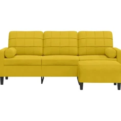vidaXL 3-personers sofa med fodskammel 180 cm velour gul
