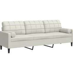 vidaXL 3-personers sofa med pyntepuder 210 cm velour cremefarvet