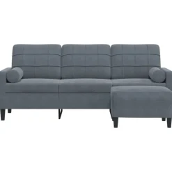 vidaXL 3-personers sofa med fodskammel 180 cm velour Mørkegrå