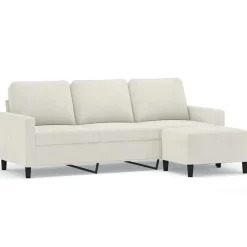 vidaXL 3-personers sofa med fodskammel 180 cm velour cremefarvet