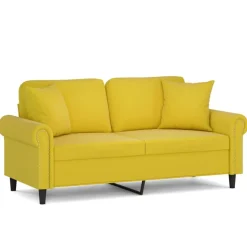 vidaXL 2-personers sofa med pyntepuder 140 cm velour gul