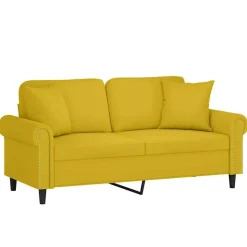 vidaXL 2-personers sofa med pyntepuder 140 cm velour gul