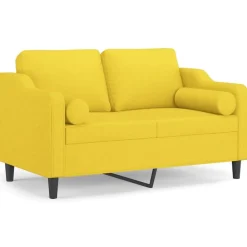 vidaXL 2-personers sofa med pyntepuder 120 cm stof lysegul