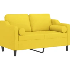 vidaXL 2-personers sofa med pyntepuder 120 cm stof lysegul