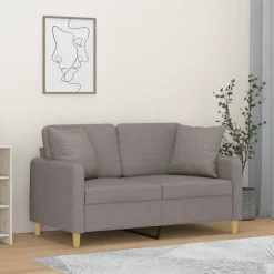 vidaXL 2-personers sofa med pyntepuder 120 cm stof lysegrå
