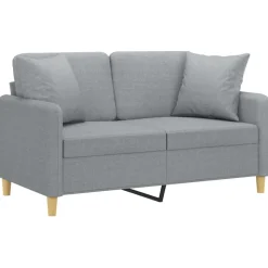 vidaXL 2-personers sofa med pyntepuder 120 cm stof lysegrå