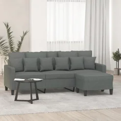 vidaXL 3-personers sofa med fodskammel 180 cm stof Mørkegrå