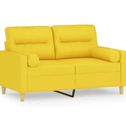 vidaXL 2-personers sofa med pyntepuder 120 cm stof lysegul