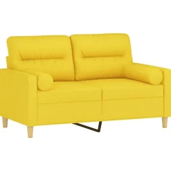 vidaXL 2-personers sofa med pyntepuder 120 cm stof lysegul
