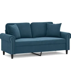 vidaXL 2-personers sofa med pyntepuder 140 cm velour blå