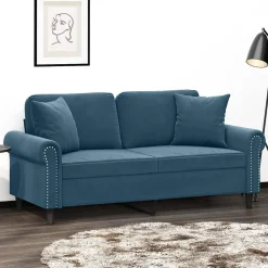 vidaXL 2-personers sofa med pyntepuder 140 cm velour blå