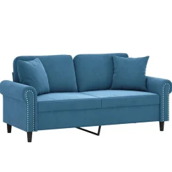 vidaXL 2-personers sofa med pyntepuder 140 cm velour blå