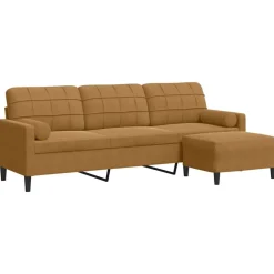 vidaXL 3-personers sofa med fodskammel 210 cm velour brun