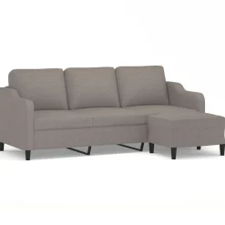 vidaXL 3-personers sofa med fodskammel 180 cm stof Gråbrun