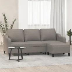vidaXL 3-personers sofa med fodskammel 180 cm stof Gråbrun