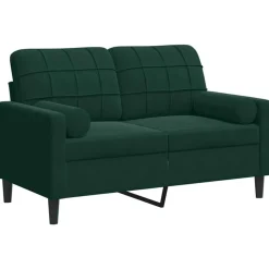 vidaXL 2-personers sofa med pyntepuder 120 cm velour mørkegrøn