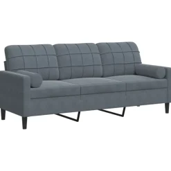 vidaXL 3-personers sofa med pyntepuder 180 cm velour mørkegrå