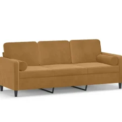 vidaXL 3-personers sofa med pyntepuder 180 cm velour brun
