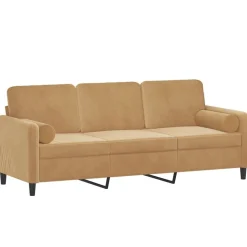 vidaXL 3-personers sofa med pyntepuder 180 cm velour brun
