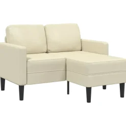 vidaXL 2-personers sofa med chaiselong L-formet 125cm kunstlæder creme