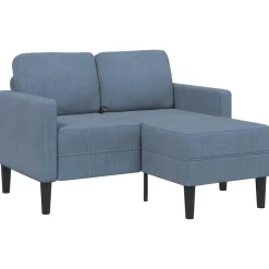 vidaXL 2-personers sofa med chaiselong L-formet 125 cm linned blå