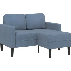 vidaXL 2-personers sofa med chaiselong L-formet 125 cm linned blå