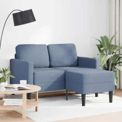 vidaXL 2-personers sofa med chaiselong L-formet 125 cm linned blå