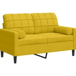 vidaXL 2-personers sofa med pyntepuder 120 cm velour gul