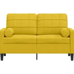 vidaXL 2-personers sofa med pyntepuder 120 cm velour gul