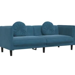 vidaXL 3-personers sofa med hynder velour blå