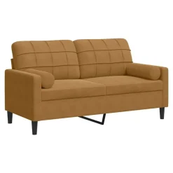 vidaXL 2-personers sofa med pyntepuder 140 cm velour brun