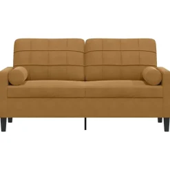 vidaXL 2-personers sofa med pyntepuder 140 cm velour brun