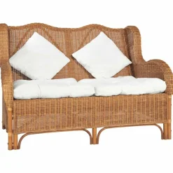 vidaXL 2-personers sofa naturlig rattan og hør lysebrun
