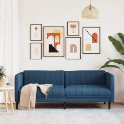 vidaXL 3-personers sofa stof blå