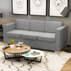 vidaXL 3-personers sofa stof lysegrå