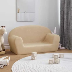 vidaXL 2-personers sofa til børn blødt plys cremefarvet